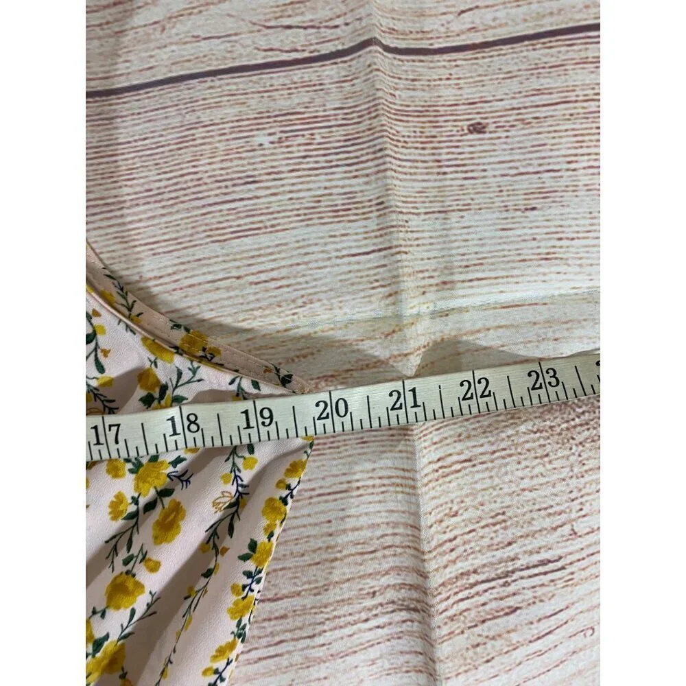 Melloday Women's Yellow Floral Teirred Midi Sleeveless Dress - Large - Picture 8 of 13